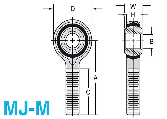 Embouts à rotule industriels de MJ-M/FJ-M, individu moulé de course lubrifiant les embouts à rotule métriques