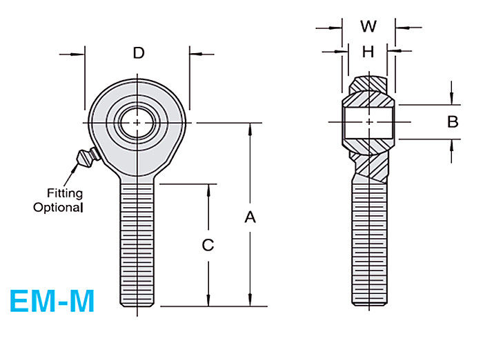 Fin de support - M/E-F - embouts à rotule sphériques métriques 2-Piece de M métal sur métal pour la construction
