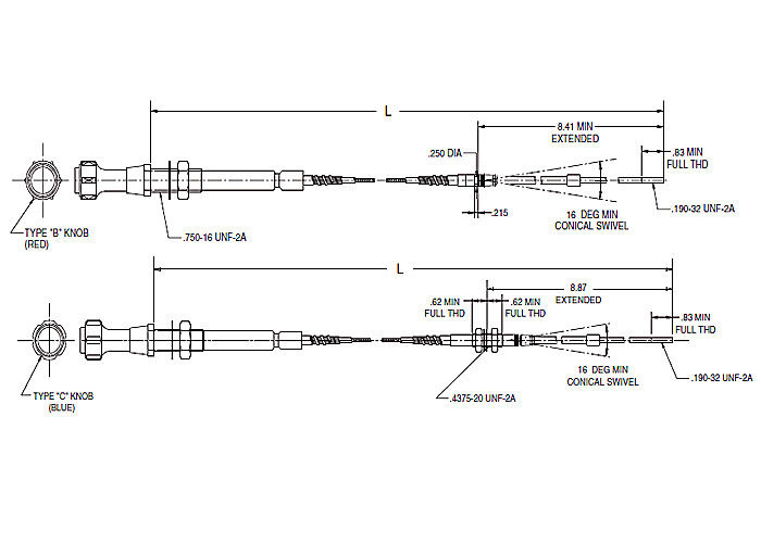 Série filetée d'appui vertical/lancement de tête de câble de commande de changement de vitesse de tête de bâti 565 - 550