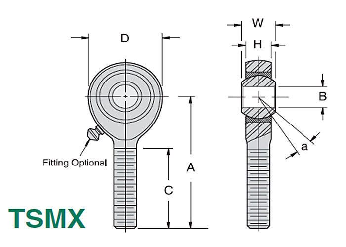 Embouts à rotule d'acier inoxydable de précision de TSMX/TSFX avec le corps soumis à un traitement thermique d'acier allié