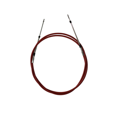 Le câble de commande de changement d'accélérateur de bateau marin a une veste rouge avec des raccords en acier inoxydable