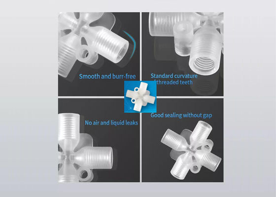 PP PTFE connecteur de tube à quatre voies connexion féminine en plastique