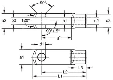 Série TXLC épingles à clevis filetées, acier au carbone zinc plaqué petites épingles à clevis