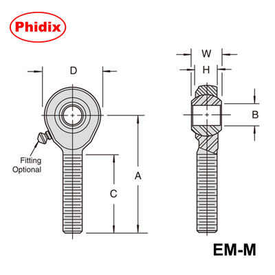Finitions de tiges métalliques de la série EM-M/EF-M: joints métriques zinc-plaqués avec options PTFE et résistance à la corrosion pour le contrôle de mouvement industriel