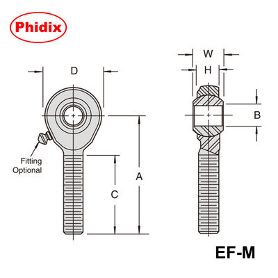 Finitions de tiges métalliques de la série EM-M/EF-M: joints métriques zinc-plaqués avec options PTFE et résistance à la corrosion pour le contrôle de mouvement industriel