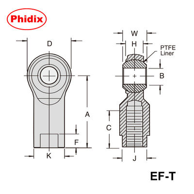 Finitions de tiges en PTFE en série EM-T/EF-T en 2 pièces