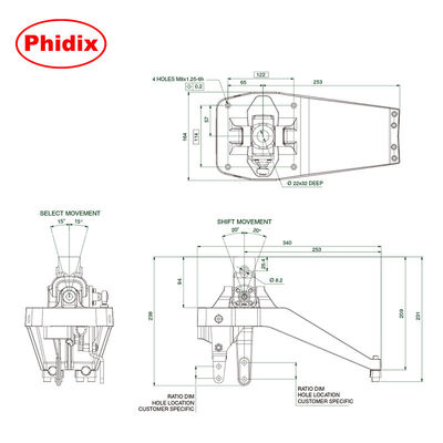 HGS 923 Levier de vitesses horizontal industriel pour camions et autobus