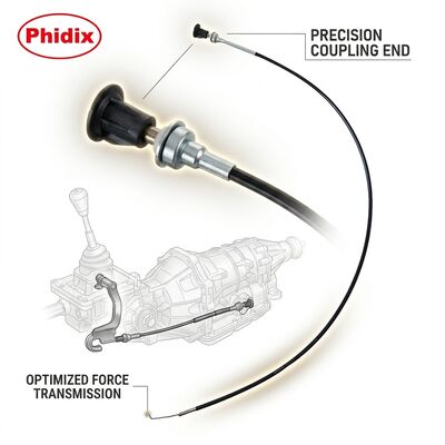 Cable de traction mécanique en acier inoxydable recouvert de nylon, y compris la connexion du câble à fourchette, assurant le fonctionnement et la résistance à l'usure